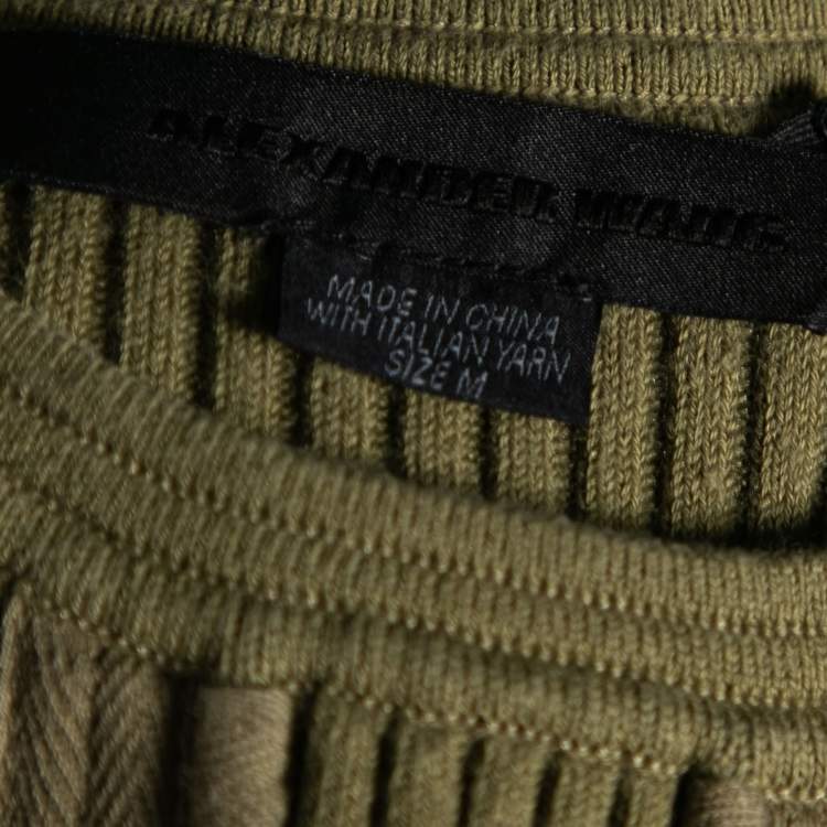 Pre Owned Alexander Wang Olive Green Rib Knit Sleeveless Dress M