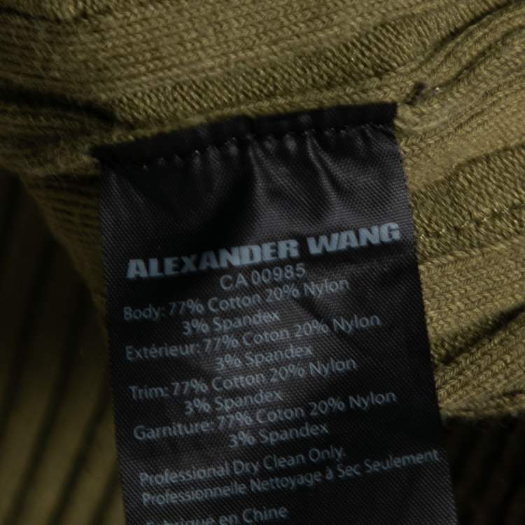 Pre Owned Alexander Wang Olive Green Rib Knit Sleeveless Dress M