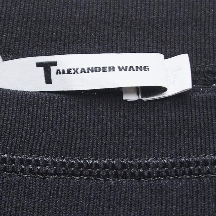 Pre Owned Alexander Wang Black Knit Cropped Full Sleeve Top S