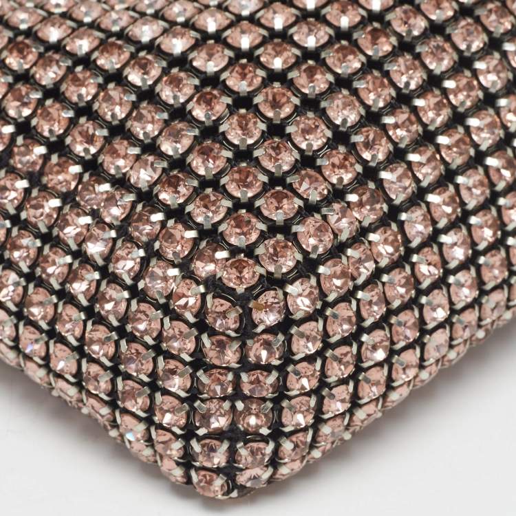 Pre Owned Alexander Wang Pink/Black Crystals and Leather Heiress Pochette Bag
