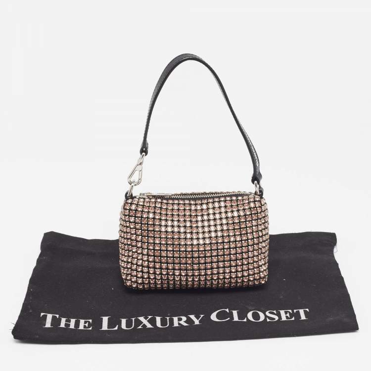Pre Owned Alexander Wang Pink/Black Crystals and Leather Heiress Pochette Bag