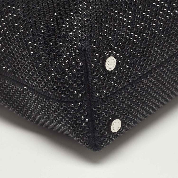 Pre Owned Alexander Wang Black Canvas and Leather Crystals Heiress Flex Bag