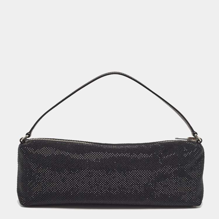 Pre Owned Alexander Wang Black Canvas and Leather Crystals Heiress Flex Bag