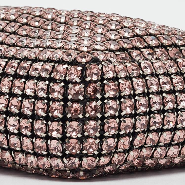 Pre Owned Alexander Wang Pink Crystal Mesh Heiress Pouch Bag