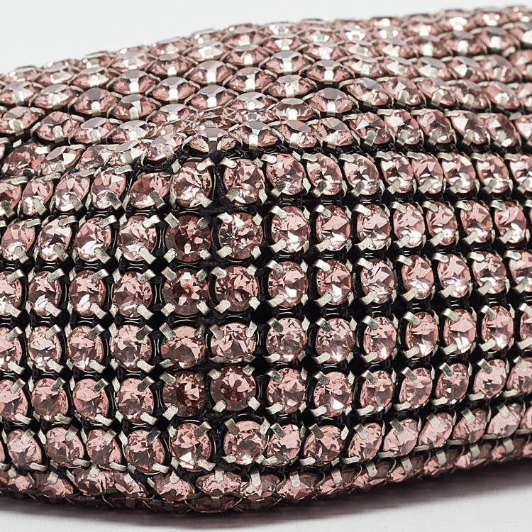 Pre Owned Alexander Wang Pink Crystal Mesh Heiress Pouch Bag