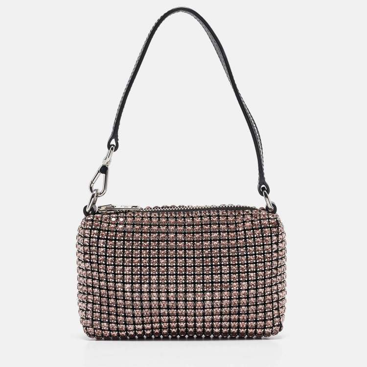 Pre Owned Alexander Wang Pink Crystal Mesh Heiress Pouch Bag