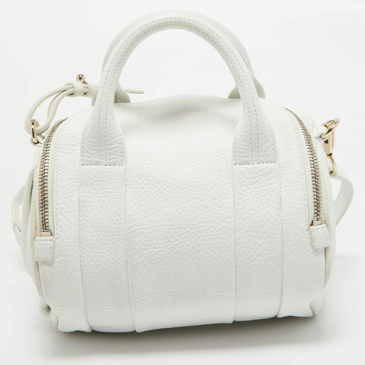 Pre Owned Alexander Wang White Grained Leather Rocco Bag