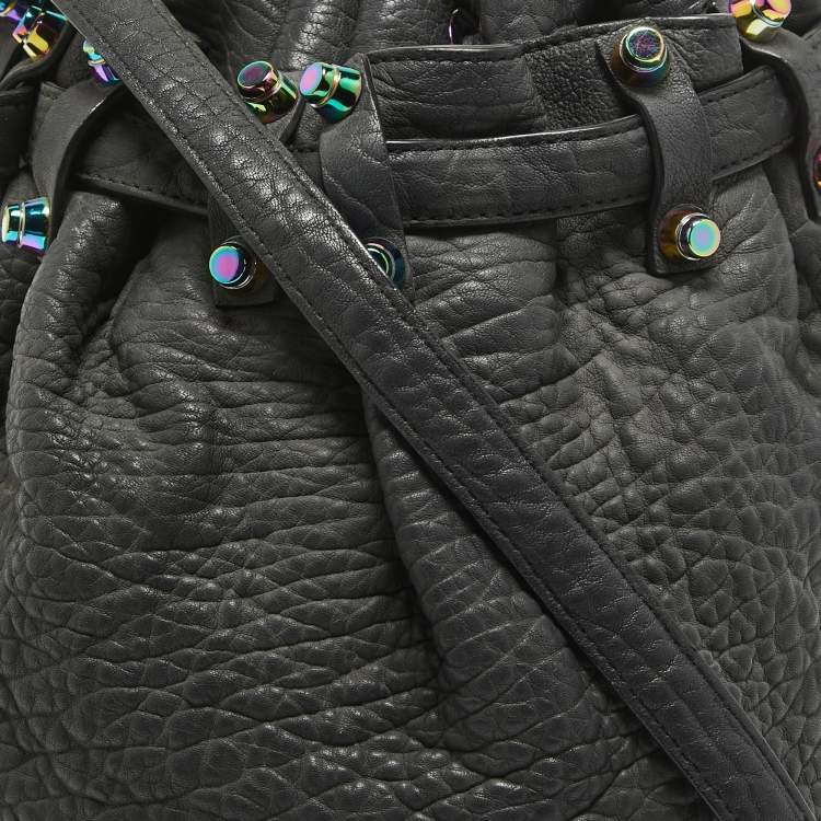 Pre Owned Alexander Wang Black Pebbled Leather Diego Bucket Bag