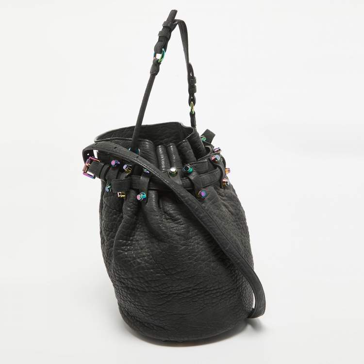 Pre Owned Alexander Wang Black Pebbled Leather Diego Bucket Bag