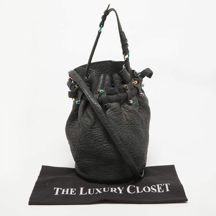 Pre Owned Alexander Wang Black Pebbled Leather Diego Bucket Bag