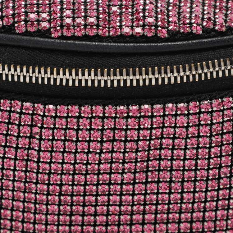 Pre Owned Alexander Wang Pink/Black Rhinestone and Leather Attica Belt Bag