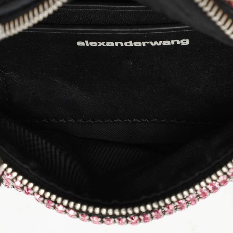 Pre Owned Alexander Wang Pink/Black Rhinestone and Leather Attica Belt Bag
