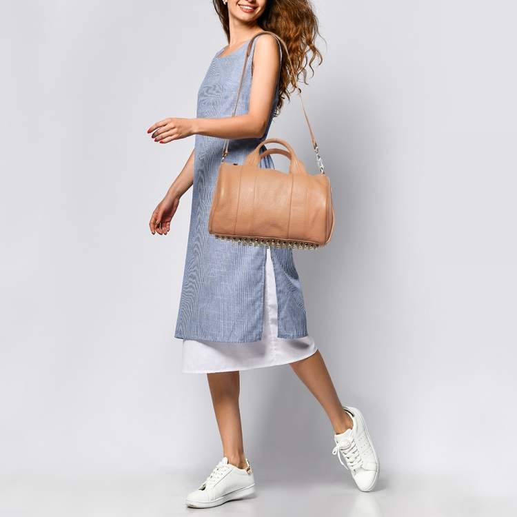 Pre Owned Alexander Wang Peach Leather Rockie Boston Bag
