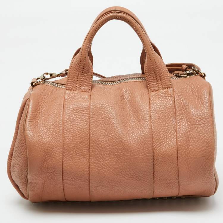 Pre Owned Alexander Wang Peach Leather Rockie Boston Bag