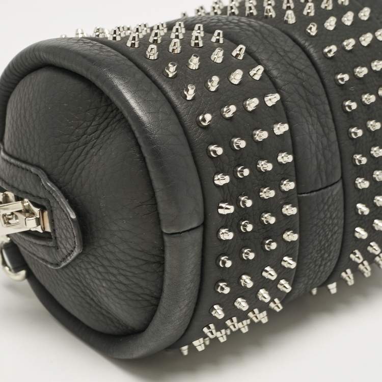 Pre Owned Alexander Wang Black Leather Baby Rockie Micro Stud Duffel Bag