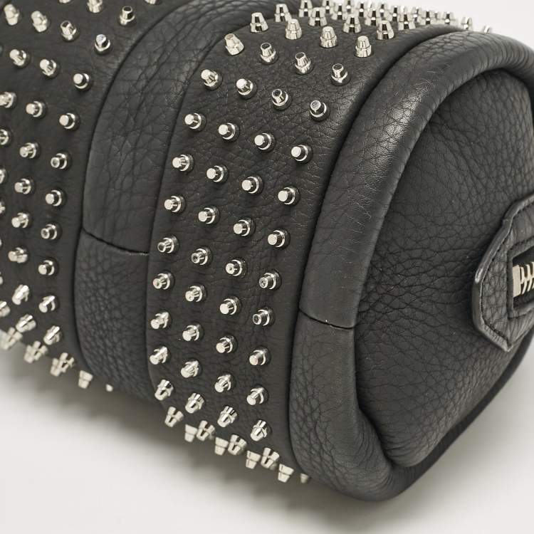 Pre Owned Alexander Wang Black Leather Baby Rockie Micro Stud Duffel Bag