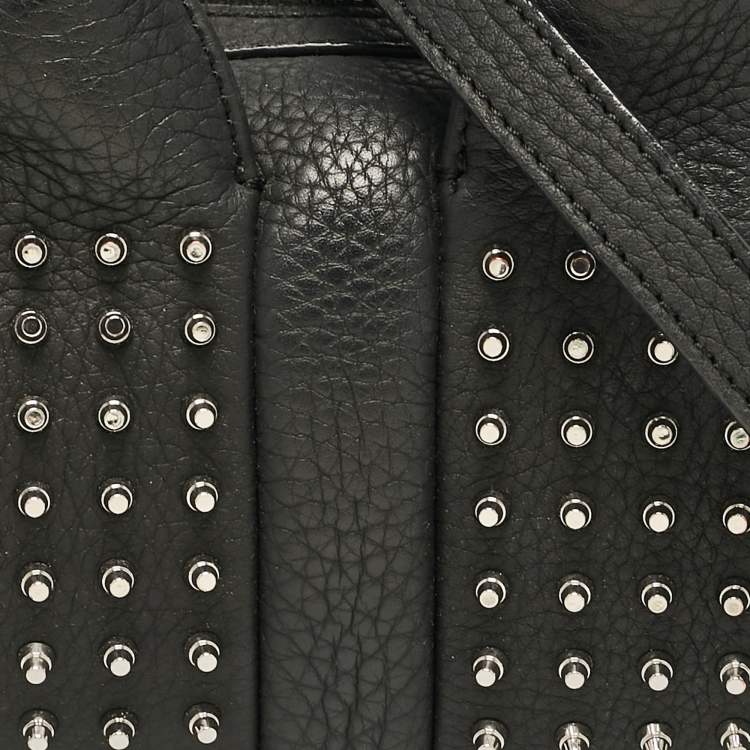 Pre Owned Alexander Wang Black Leather Baby Rockie Micro Stud Duffel Bag