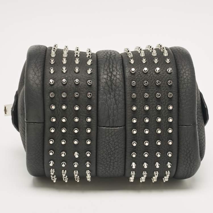 Pre Owned Alexander Wang Black Leather Baby Rockie Micro Stud Duffel Bag