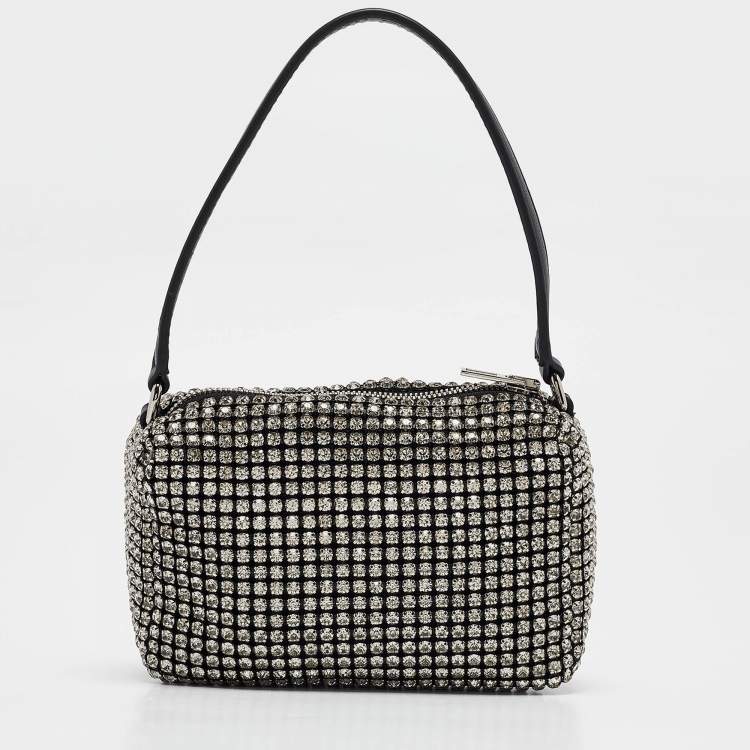 Pre Owned Alexander Wang Black Crystals and Leather Heiress Pochette Bag