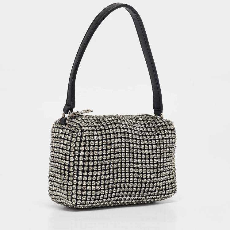 Pre Owned Alexander Wang Black Crystals and Leather Heiress Pochette Bag