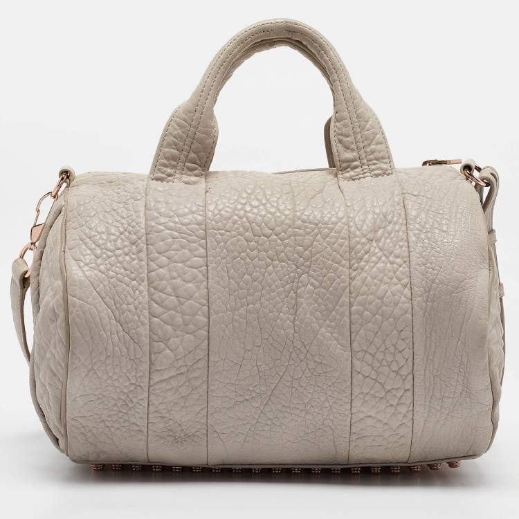 Pre Owned Alexander Wang Light Grey Pebbled Leather Rocco Bag