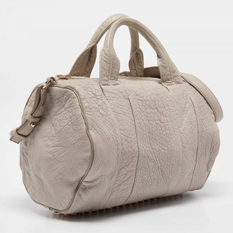 Pre Owned Alexander Wang Light Grey Pebbled Leather Rocco Bag