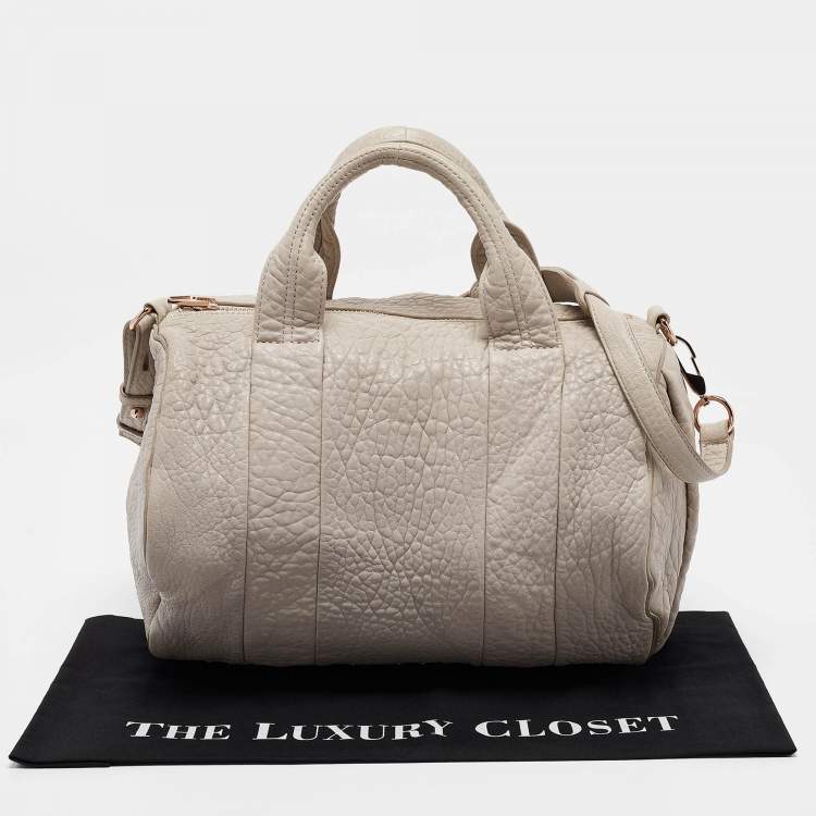 Pre Owned Alexander Wang Light Grey Pebbled Leather Rocco Bag