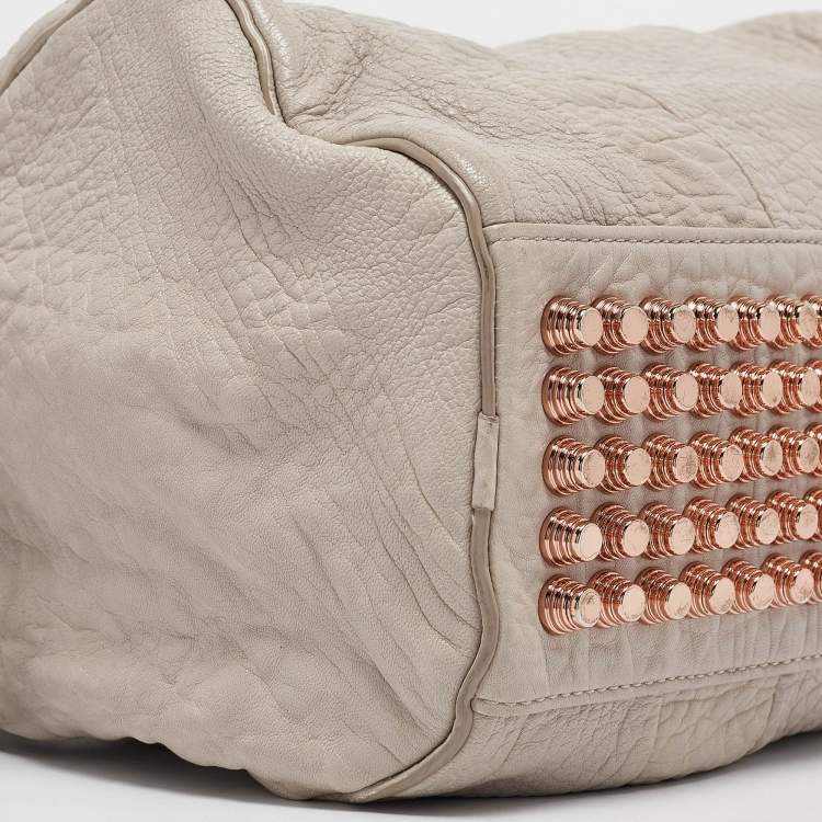 Pre Owned Alexander Wang Light Grey Pebbled Leather Rocco Bag
