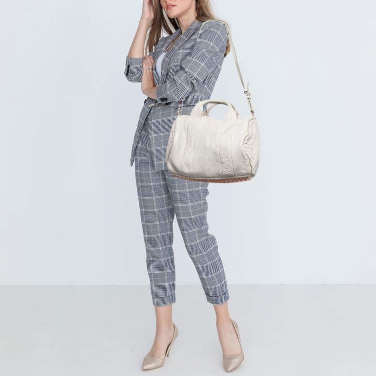 Pre Owned Alexander Wang Light Grey Pebbled Leather Rocco Bag
