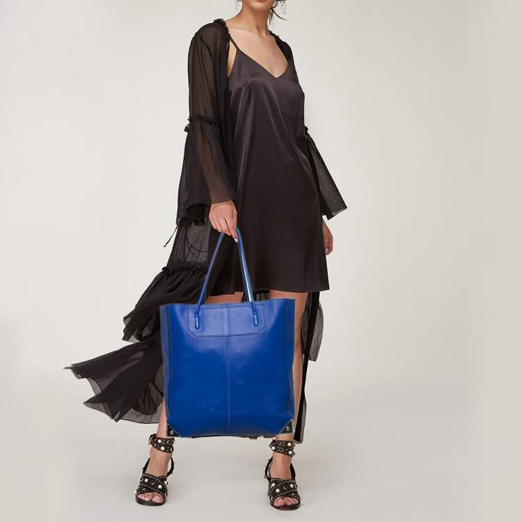 Pre Owned Alexander Wang Blue Leather Prisma Shopper Tote