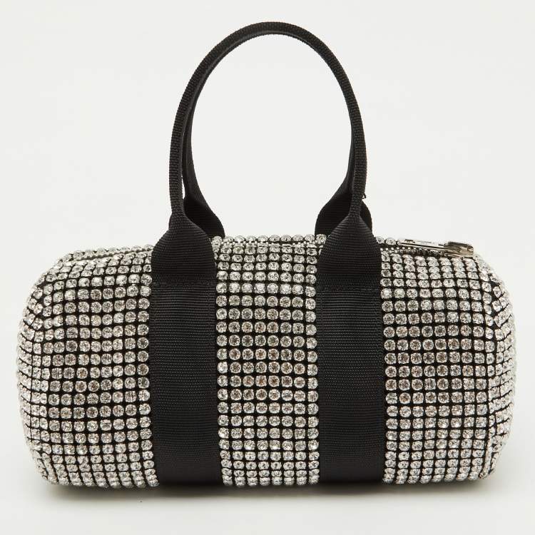 Pre Owned Alexander Wang Black Crystals Mini Cruiser Duffle Bag