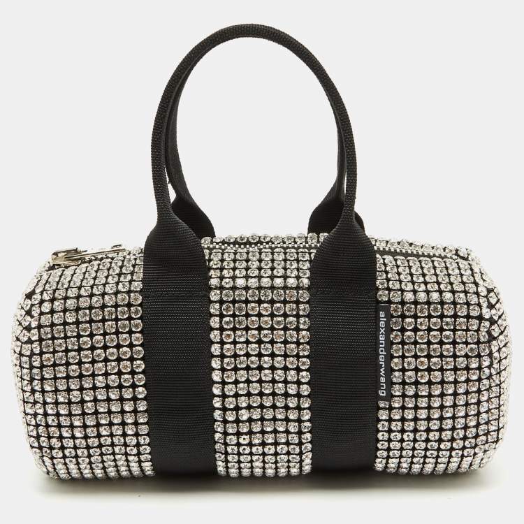 Pre Owned Alexander Wang Black Crystals Mini Cruiser Duffle Bag