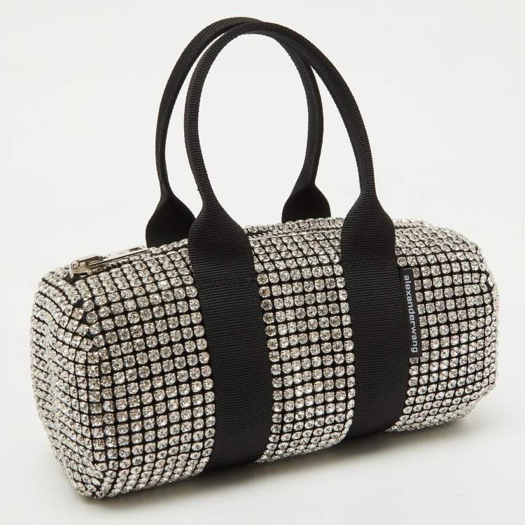 Pre Owned Alexander Wang Black Crystals Mini Cruiser Duffle Bag