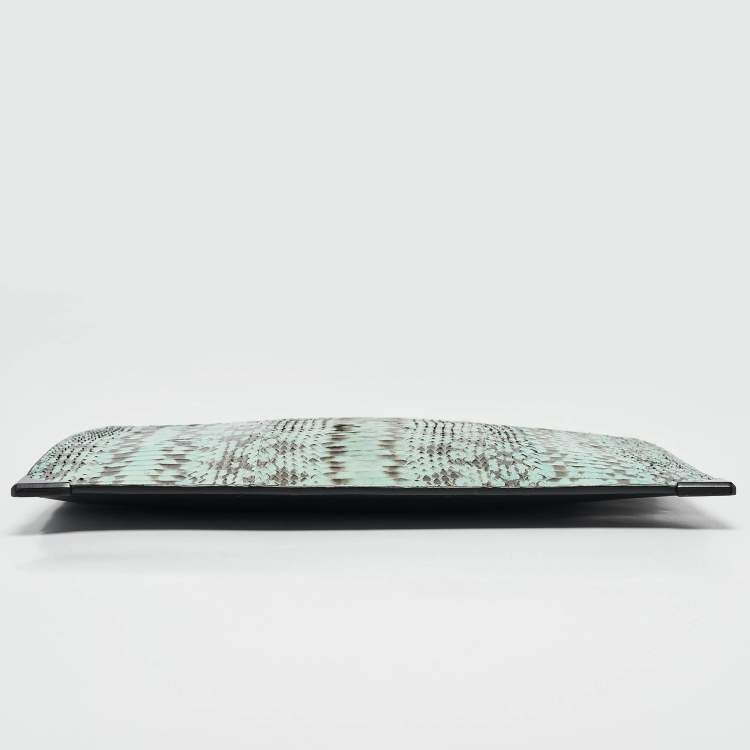 Pre Owned Alexander Wang Black Green Watersnake and Leather Zip Clutch