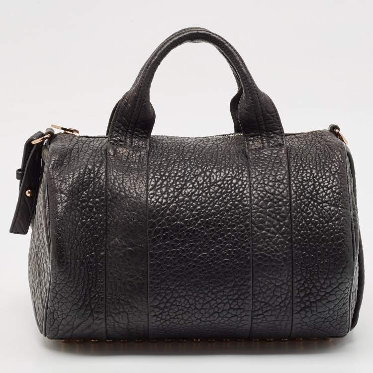Pre Owned Alexander Wang Black Textured Leather Rocco Duffel Bag