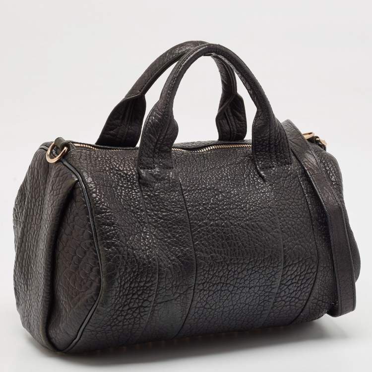Pre Owned Alexander Wang Black Textured Leather Rocco Duffel Bag