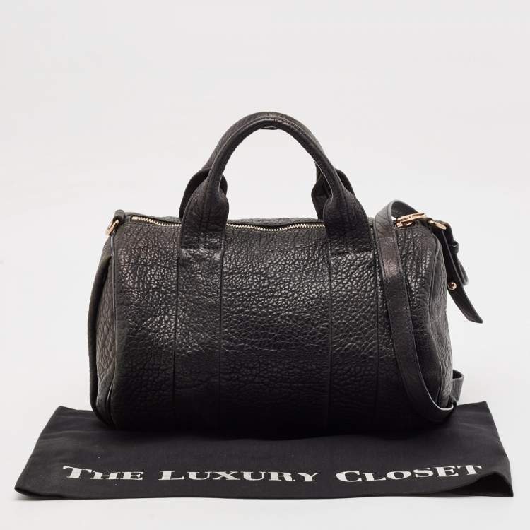 Pre Owned Alexander Wang Black Textured Leather Rocco Duffel Bag