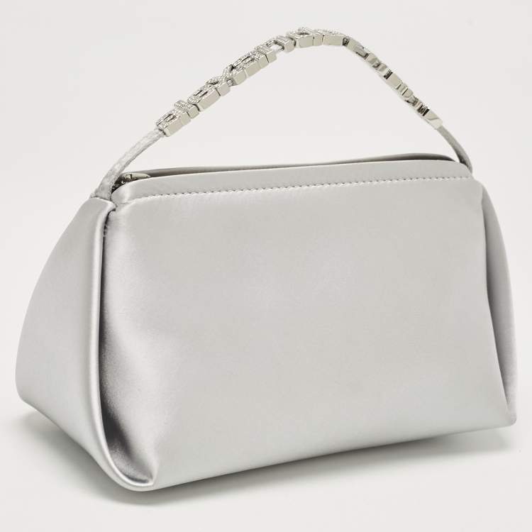 Pre Owned Alexander Wang Grey Satin Micro Crystal Marquess Bag