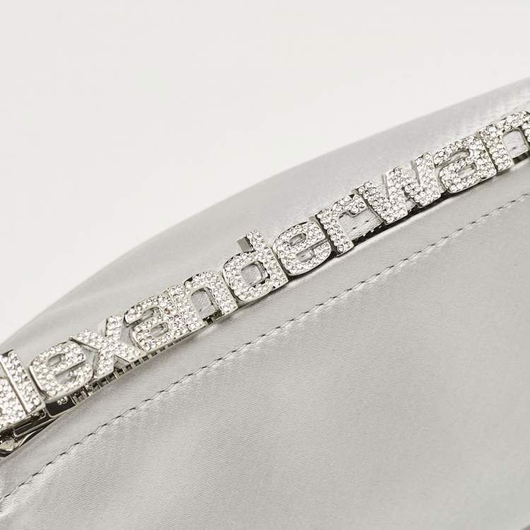 Pre Owned Alexander Wang Grey Satin Micro Crystal Marquess Bag