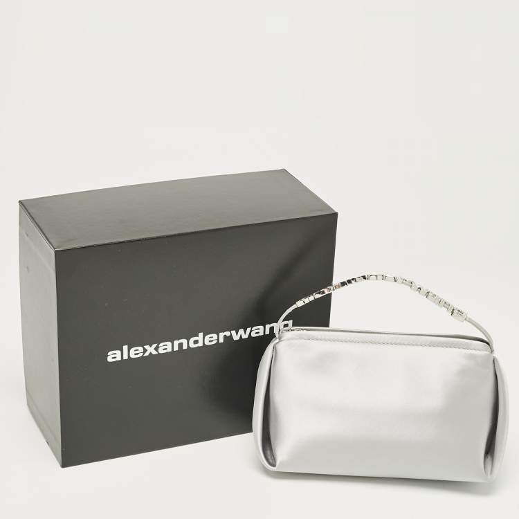 Pre Owned Alexander Wang Grey Satin Micro Crystal Marquess Bag