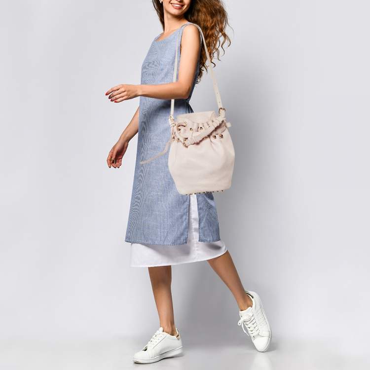 Pre Owned Alexander Wang Light Pink Textured Leather Diego Bucket Bag