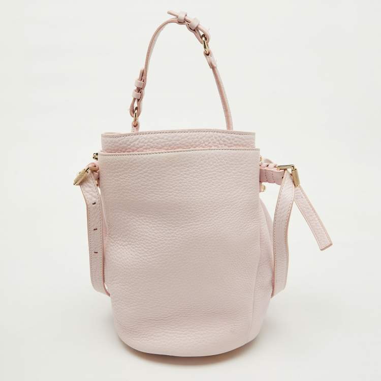 Pre Owned Alexander Wang Light Pink Textured Leather Diego Bucket Bag