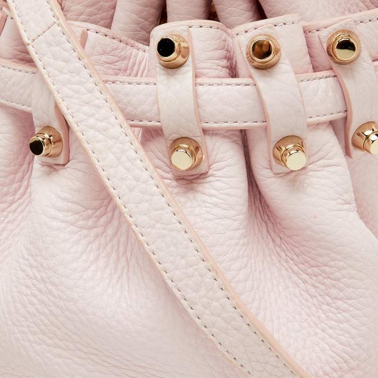 Pre Owned Alexander Wang Light Pink Textured Leather Diego Bucket Bag