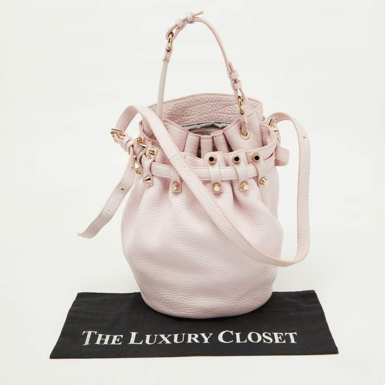 Pre Owned Alexander Wang Light Pink Textured Leather Diego Bucket Bag