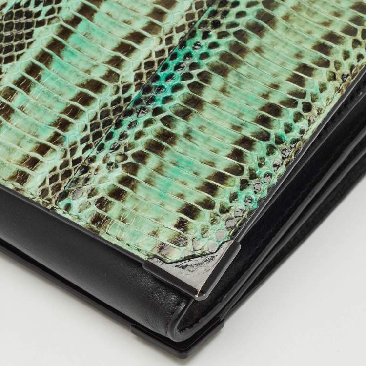 Pre Owned Alexander Wang Green/Black Python and Leather Flap Shoulder Bag