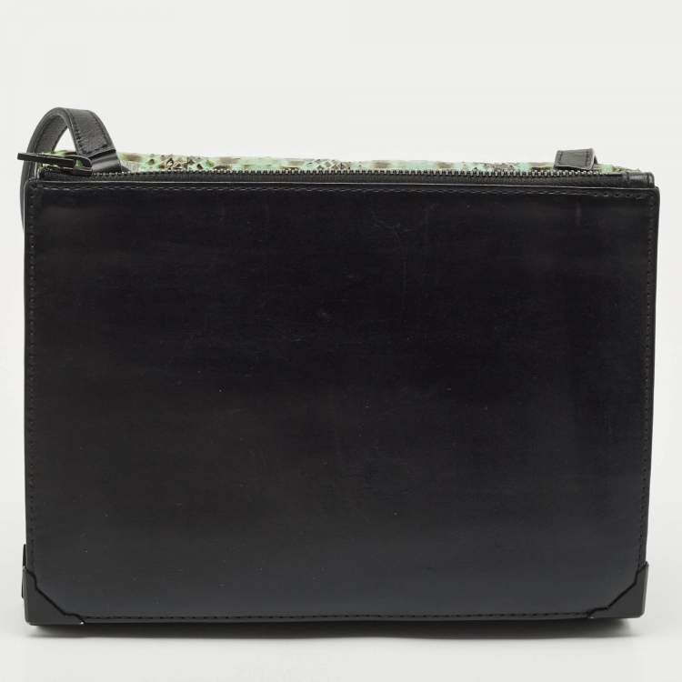 Pre Owned Alexander Wang Green/Black Python and Leather Flap Shoulder Bag