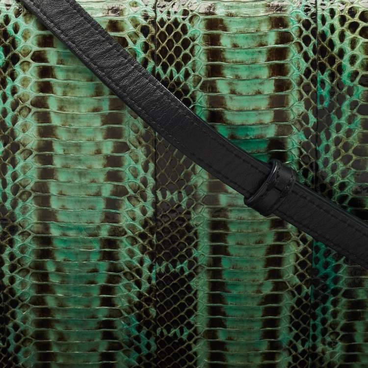 Pre Owned Alexander Wang Green/Black Python and Leather Flap Shoulder Bag