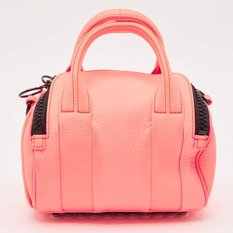 Pre Owned Alexander Wang Neon Orange Pebbled Leather Mini Rockie Bag