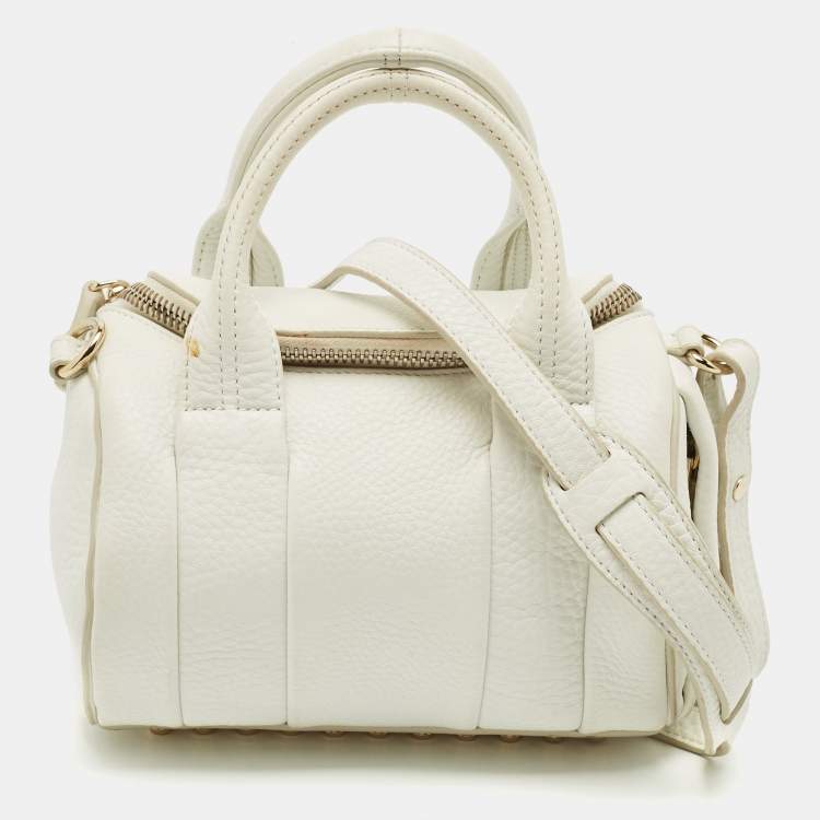 Pre Owned Alexander Wang White Pebbled Leather Mini Rockie Bag