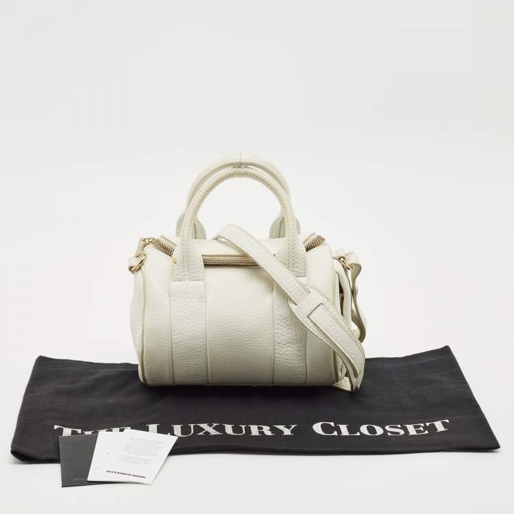 Pre Owned Alexander Wang White Pebbled Leather Mini Rockie Bag